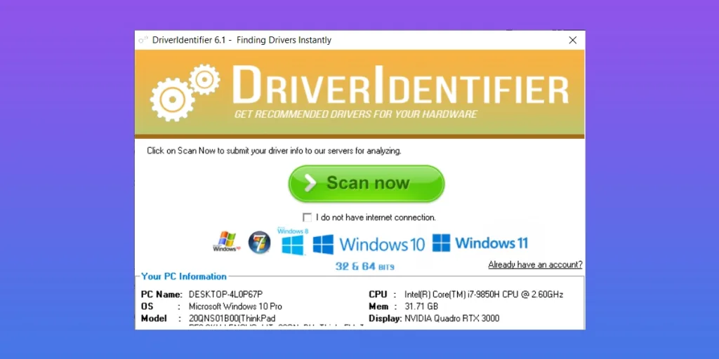 Phần mềm Driver Identifier