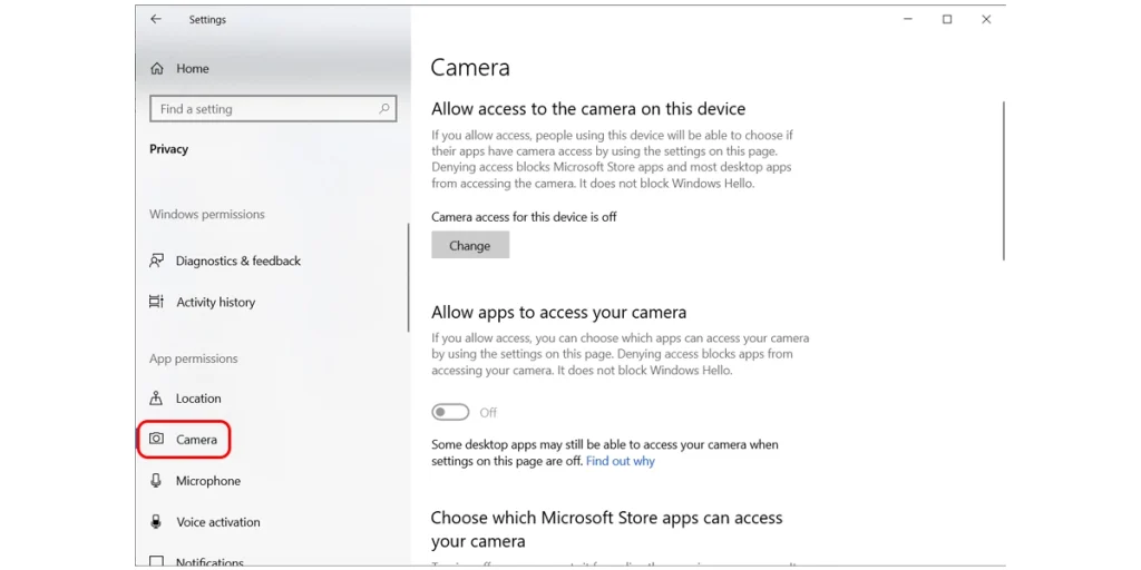 Cài đặt camera trên Windows