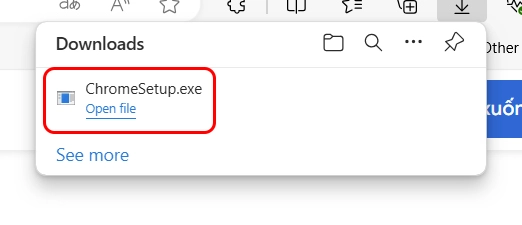 Mở file cài đặt Google Chrome