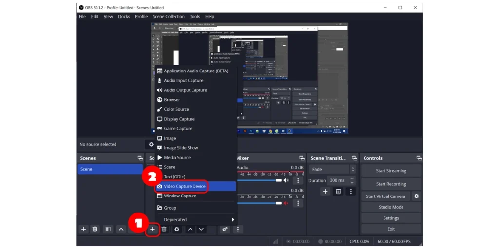 Thêm thiết bị thu video cho OBS