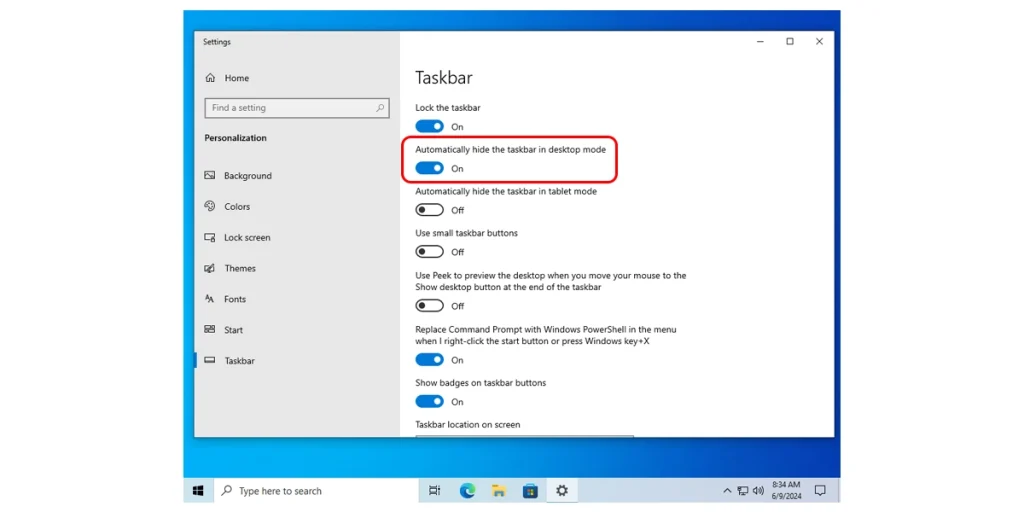 Ẩn thanh Taskbar trên Win 10