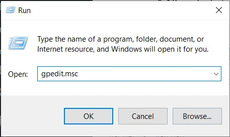 Mở Group Policy Editor trên Win 10 bằng hộp thoại Run