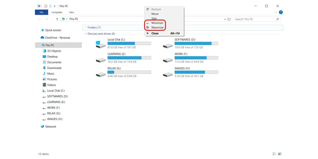 Nhấp chuột phải lên thanh tiêu đề để thu nhỏ và phóng to ứng dụng