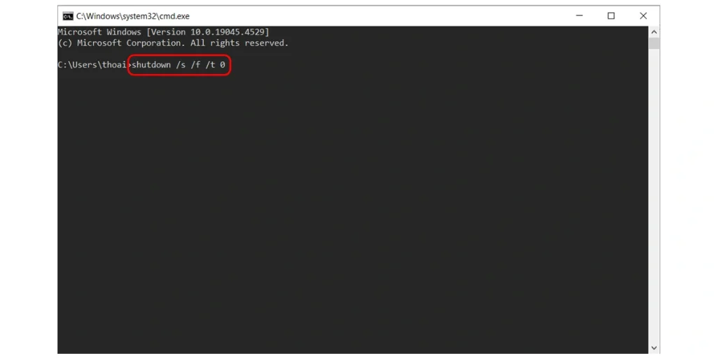 Tắt máy tính bằng CMD