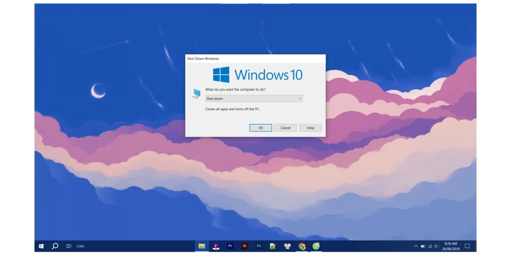 Tắt máy tính bằng phím tắt