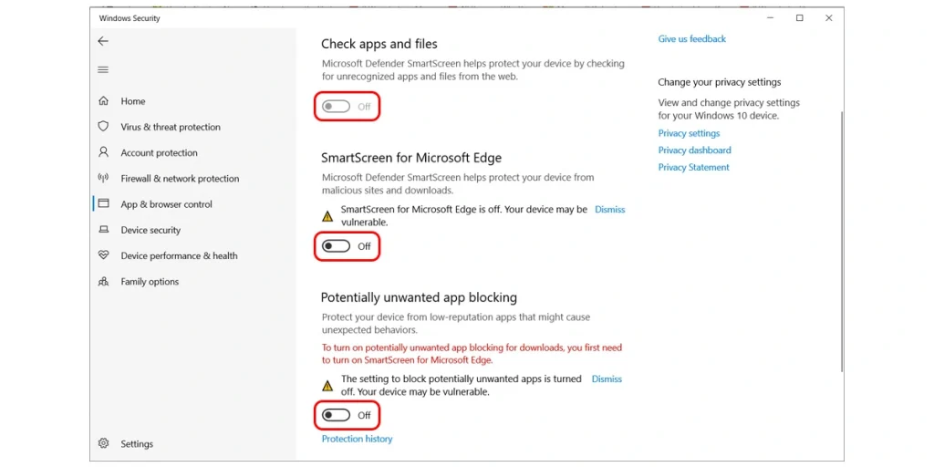 Tắt Microsoft Defender SmartScreen trên Windows