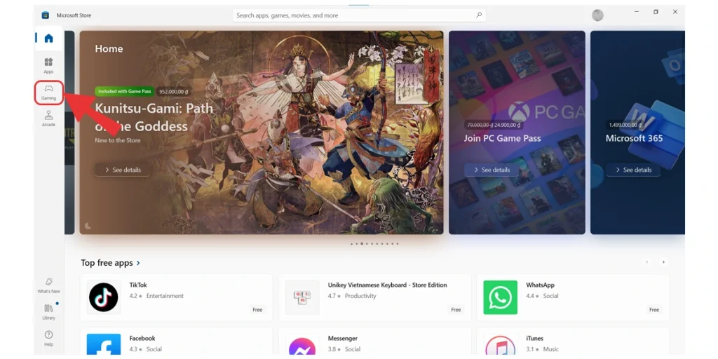 Danh mục trò chơi trên Microsoft Store