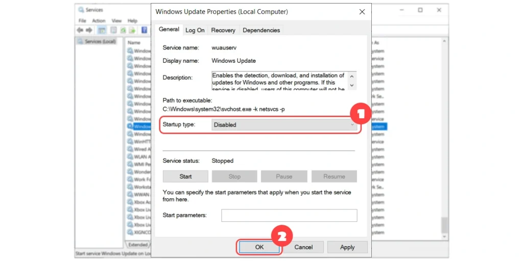 Tát dịch vụ Windows Update