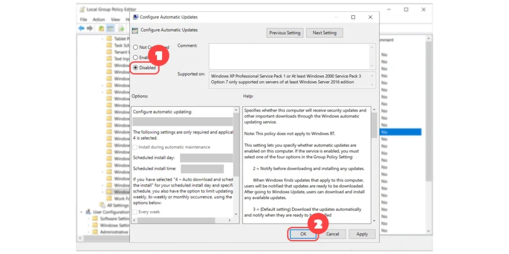 Tắt Windows Update bằng Group Policy Editor