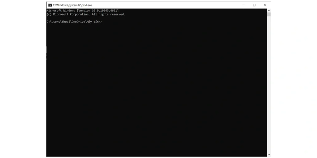 Kết quả khi mở CMD bằng thanh địa chỉ của FIle Explorer