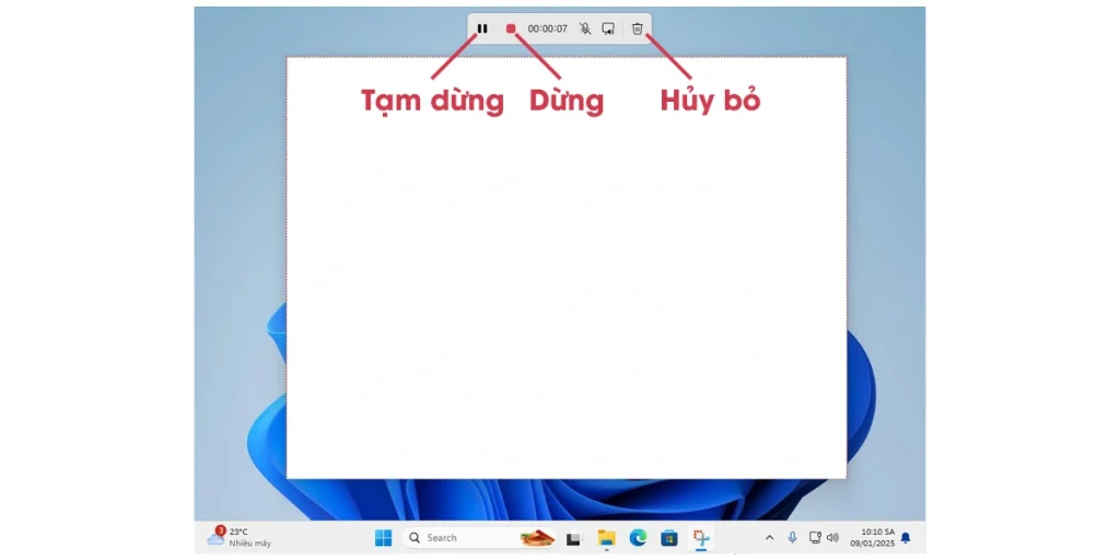 Các chức năng khi quay màn hình bằng Snipping Tool