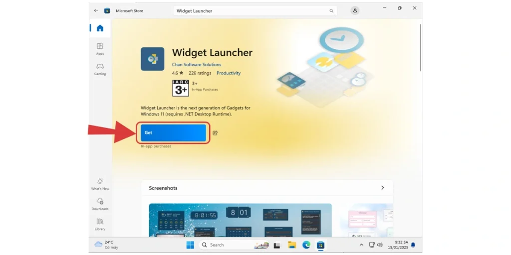 Cài đặt ứng dụng Widget Launcher