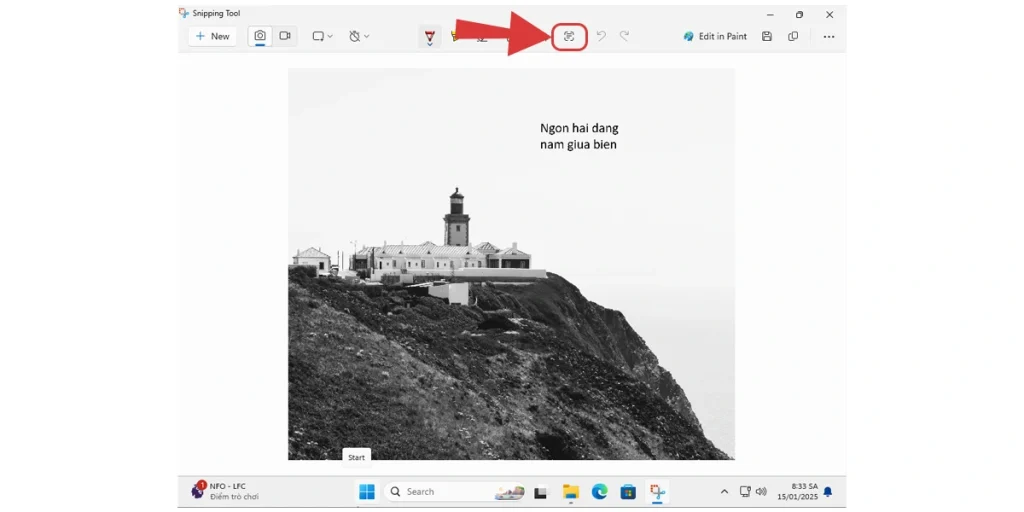 Sao chép văn bản từ hình ảnh trên Win 11 bằng Snipping Tool